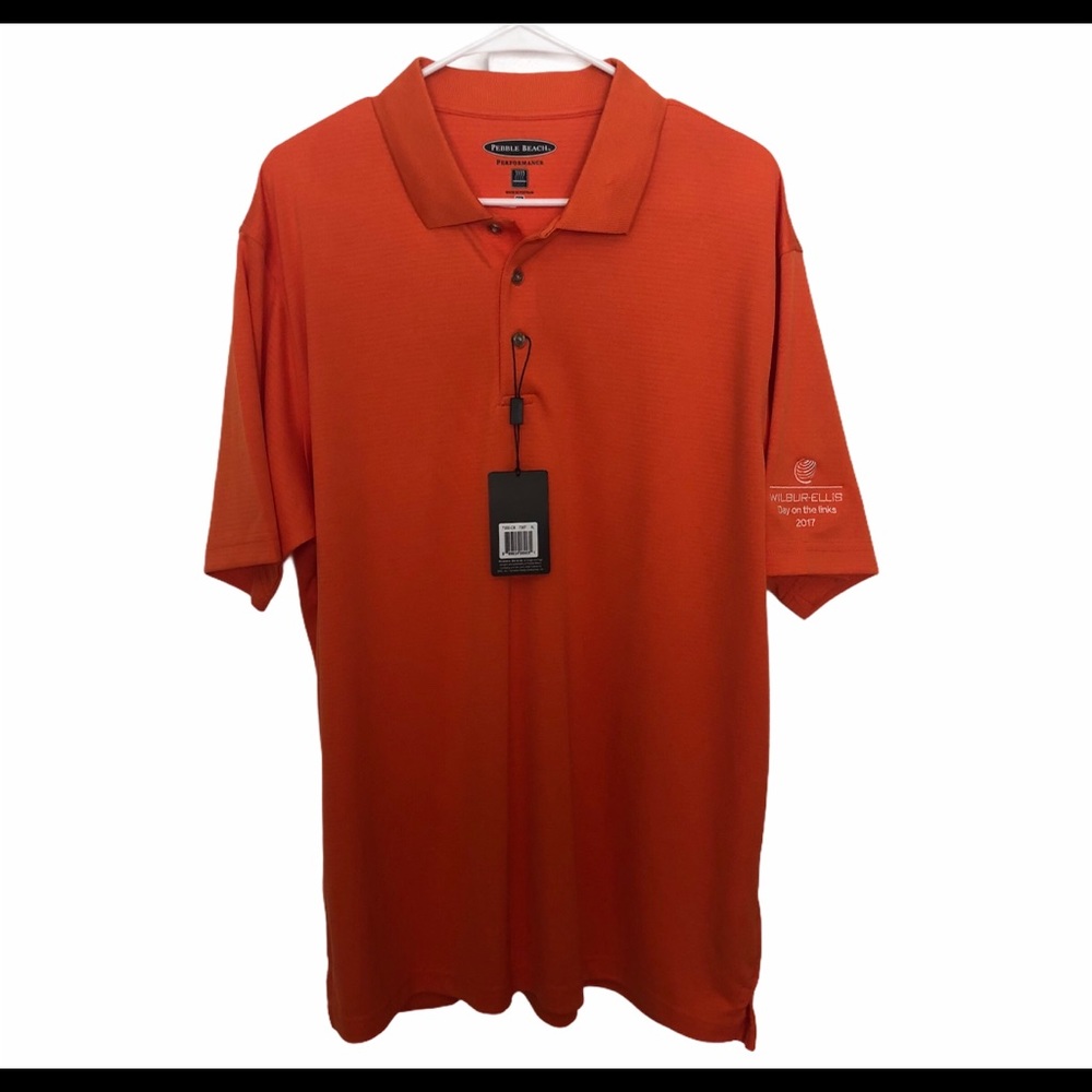 Pebble Beach Mens Golf Shirt Orange NEW